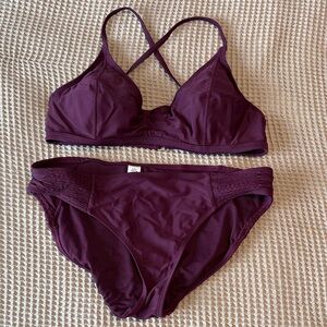 Athleta Purple Underwire Bikini Set 36C:L